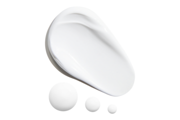 Ointments and drops of a beautiful white cream on an empty background. isolated