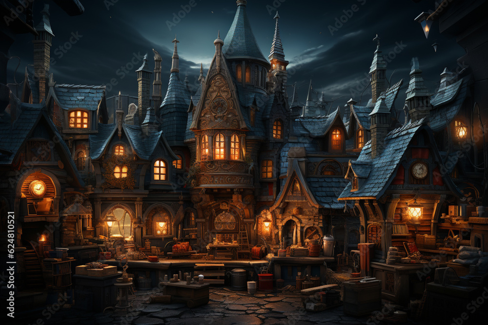 Aufkleber a joyful christmas background with santa's workshop and busy elves preparing gifts for children. gen