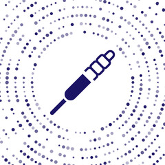 Blue Audio jack icon isolated on white background. Audio cable for connection sound equipment. Plug wire. Musical instrument. Abstract circle random dots. Vector