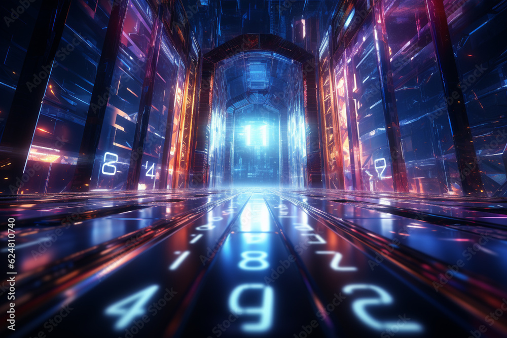 Poster a futuristic new year background with holographic elements and a space-themed countdown. generative 