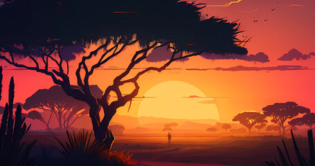 Obraz na płótnie Canvas Beautiful african background with savanna