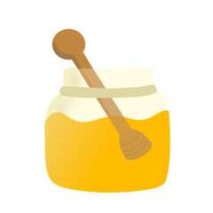Sweat honey in the glass jar, dessert, illustration, element