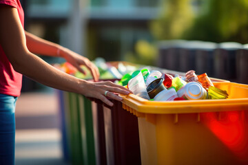 Waste separation various dustbins created with Generative AI technology