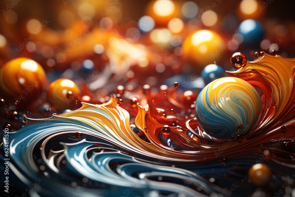 Fototapete A modern abstract Christmas background with swirling patterns and festive colors.  Generative AI technology.