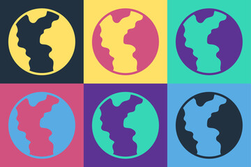 Pop art Global economic crisis icon isolated on color background. World finance crisis. Vector