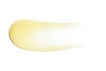 Smear of yellow cream, balm, conditioner with banana, egg or chamomile on an empty background....