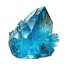 Blue Apatite gem isolated on transparent background. Generative AI