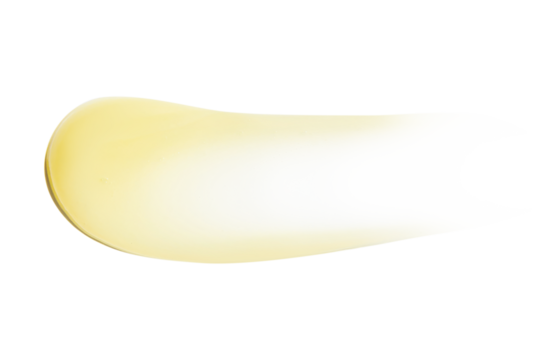 Smear of yellow cream, balm, conditioner with banana, egg or chamomile on an empty background. Isolated.