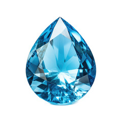 Blue Topaz gem isolated on transparent background. Generative AI