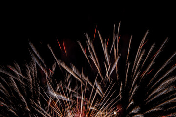 Bright fireworks on night sky