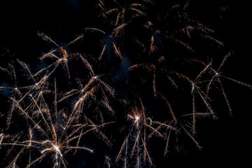 Bright fireworks on night sky