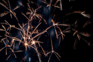 Bright fireworks on night sky