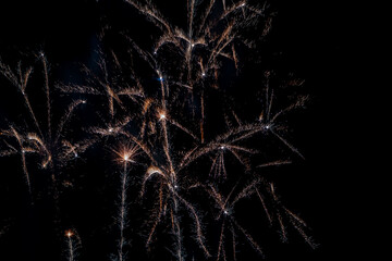 Bright fireworks on night sky