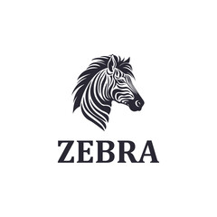 Monochrome silhouette black zebra logo design template vector icon illustration