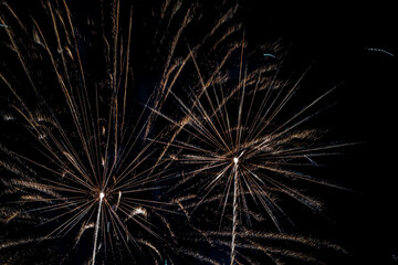 Bright fireworks on night sky