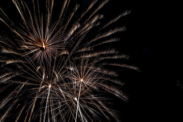 Bright fireworks on night sky