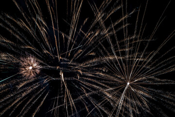 Bright fireworks on night sky
