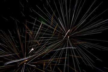Bright fireworks on night sky