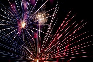 Bright fireworks on night sky