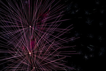 Bright fireworks on night sky