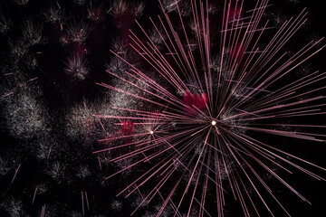 Bright fireworks on night sky