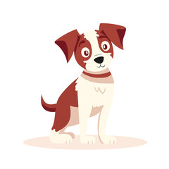 Happy cartoon puppy. Cute little dog friend. Vector illustration.