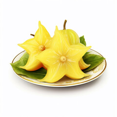 Juicy delicious carambola lies on beautiful plate, Ai generated