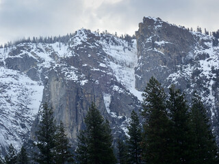 Landscape from Yosemite Valley in winter