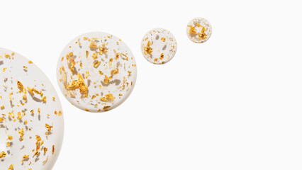 Beautiful drops of transparent gel with 24 carat gold light background. beauty banner.