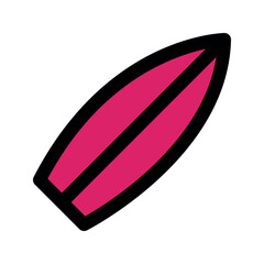 Illustration vector graphic icon of Surfing Board. Filled Line Style Icon. Sport Themed Icon. Vector illustration isolated on white background. Perfect for website or application design.