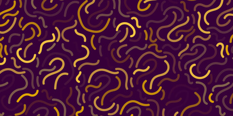 Seamless abstract pattern on purple background. Vector doodle image. Graphic linear wallpaper.