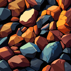 Seamless pattern of stones. Vector illustration in retro style.