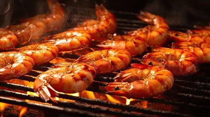 Grilled prawns on the BBQ