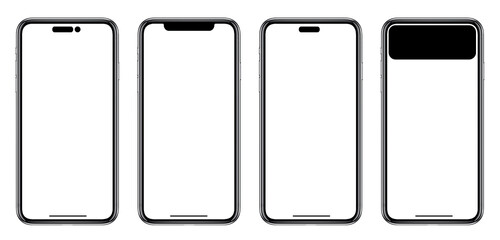 Smartphone similar to iphone 14 with blank white screen for Infographic Global Business Marketing Plan, mockup model similar to iPhone 15 isolated Background of ai digital investment economy. HD