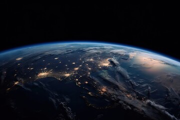 Earth in Space. Planet Globe on Black Background for Science Wallpaper