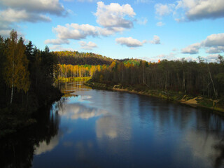 autumn landscape with lake