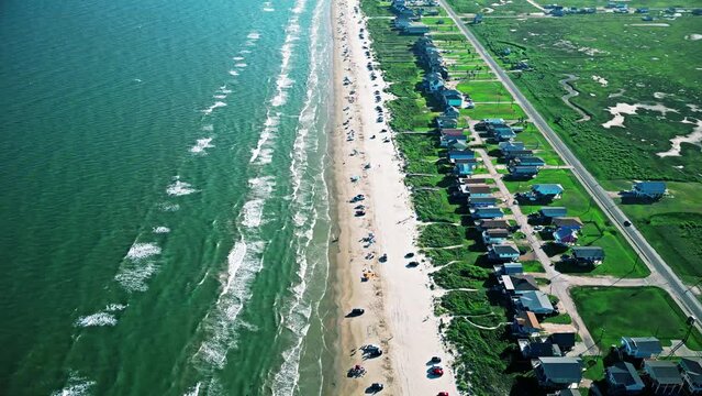 Aerial view of Surfside Beach, Texas