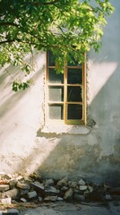 window in the wall of an old house
