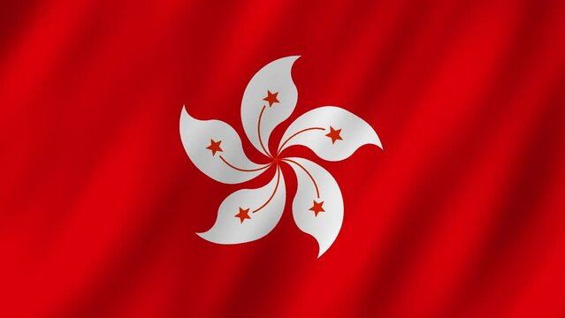 Flag of the Hongkong waving animation. looping National Hongkong flag animation background 4k