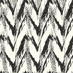 Monochrome Glitch Effect Textured Chevron Pattern