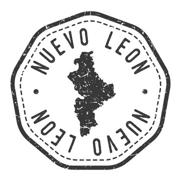 Nuevo Leon, Mexico Map Stamp Retro Postmark. Silhouette Postal Passport. Seal Round Vector Icon. Badge Vintage Postage Design.