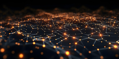Futuristic abstract mesh. Wave with the connection of dots and lines