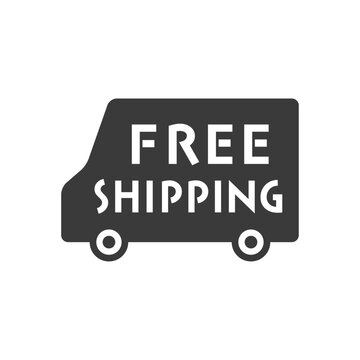 Simple FREE SHIPPING icon - Cute  Glyph Style Vector Shipping Logo.