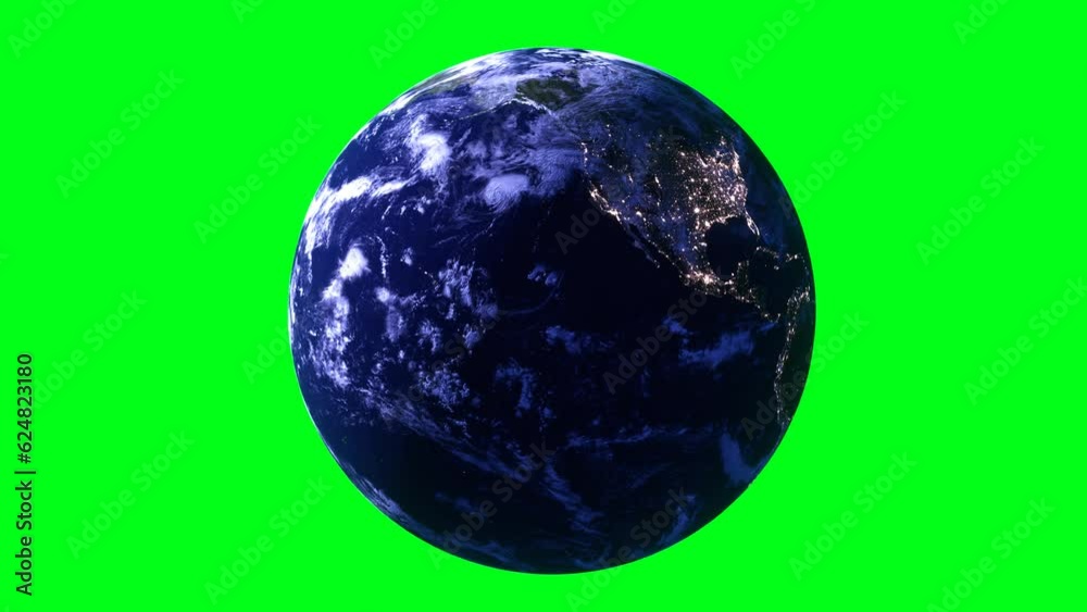 Wall mural blue planet earth rotating animation transparent greenback file. elements of this image furnished by