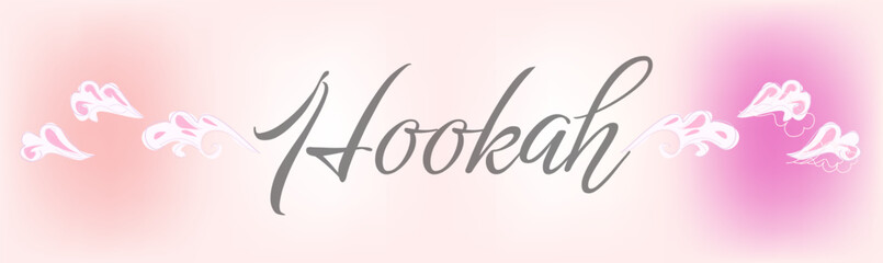 Airy design for hookah bar. Pink Light Smoke, Women s beautiful cute banner or poster, design for menu or website