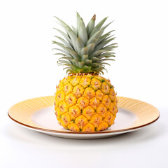 Juicy delicious pineapple lies on beautiful plate, Ai generated