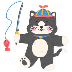 Funny Cat going fishing