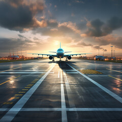 Runway of an airport. Generative AI.