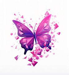 Obraz na płótnie Canvas cute cartoon butterfly with confetti sprinkles, a low poly illustration, adorable character, mascot, concept, digital art