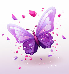 Obraz na płótnie Canvas cute cartoon butterfly with confetti sprinkles, a low poly illustration, adorable character, mascot, concept, digital art